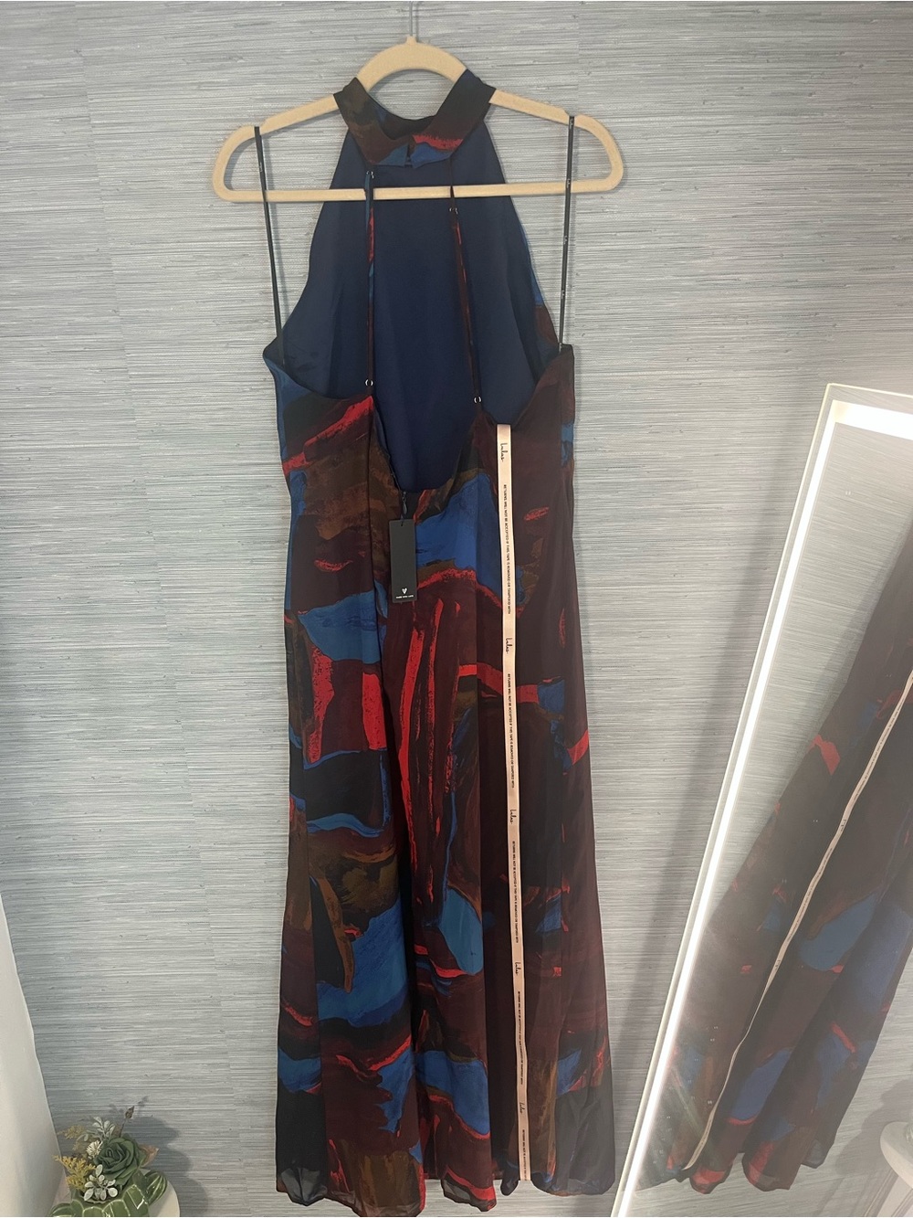 Solayne Burgundy Multi Abstract Strappy Halter Maxi Dress - Picture 2 of 7
